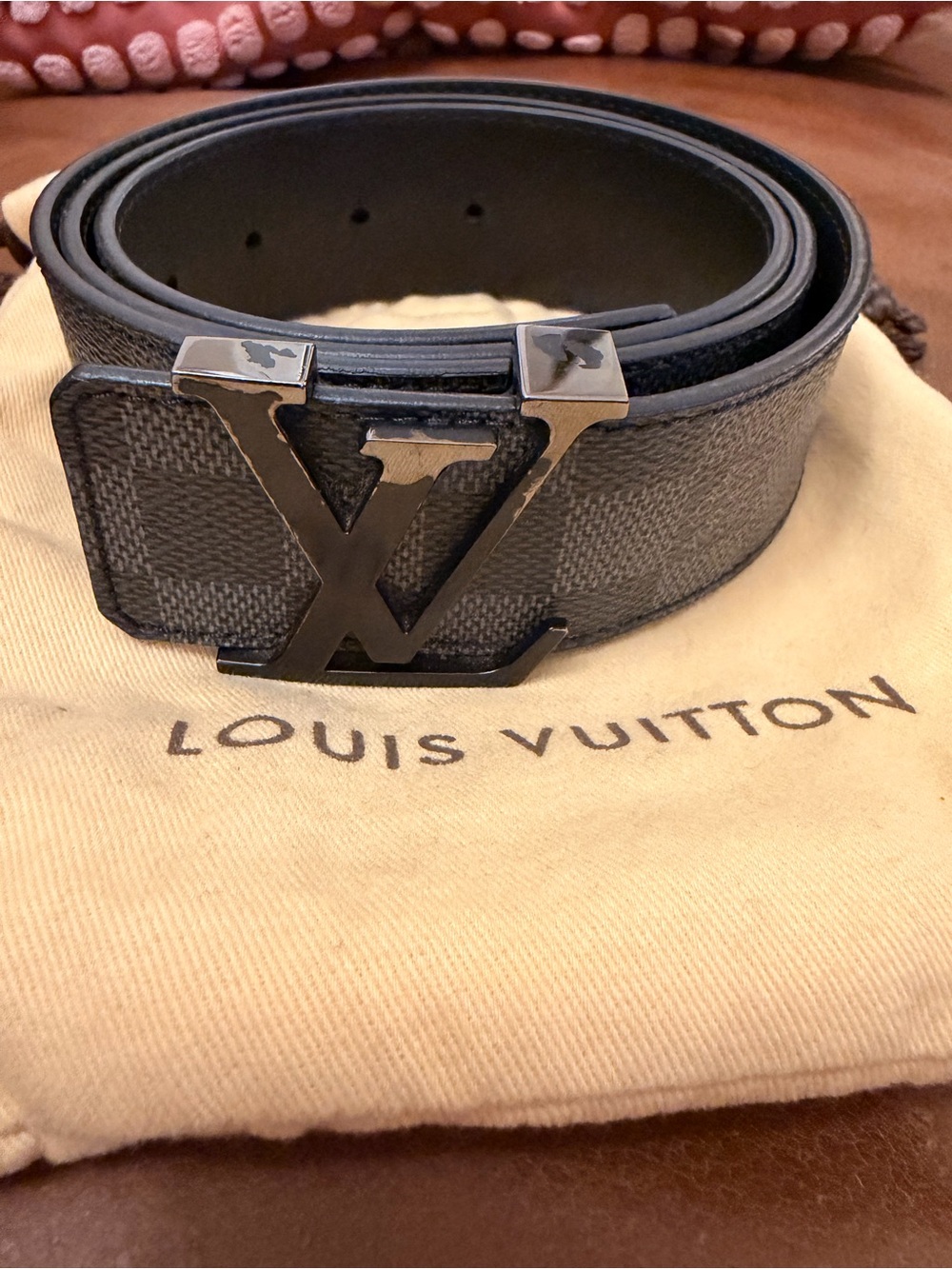 Louis Vuitton Damier Graphite LV Initiales Belt - Black/Grey Hardware